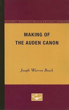 portada the making of the auden canon (en Inglés)