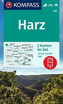portada Kompass Wanderkarten-Set 450 Harz (2 Karten) 1: 50 000: Inklusive Karte zur Offline Verwendung in der Kompass-App. Fahrradfahren. Reiten (en Alemán)