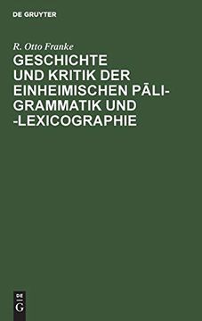 portada Geschichte und Kritik der Einheimischen Pāli-Grammatik und -Lexicographie (en Alemán)