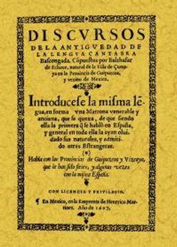 portada Discursos de la antigüedad de la lengua cantabra bascongada