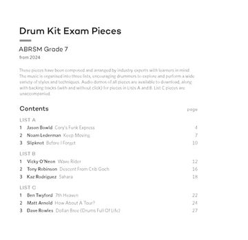 portada Drum kit Exam Pieces From 2024, Grade 7