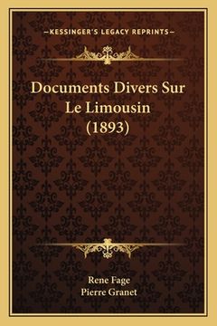 portada Documents Divers Sur Le Limousin (1893) (en Francés)