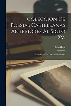 portada Coleccion de Poesias Castellanas Anteriores al Siglo Xv.  Poesias de don Gonzalo de Berceo