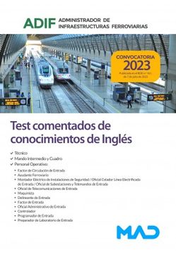 portada Test Comentados de Conocimientos de Ingles Administrador de Infraestructuras Ferroviarias (Adif)