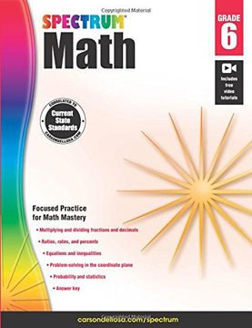 portada Spectrum Math Workbook, Grade 6 