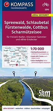 portada Kompass Fahrradkarte 3370 Spreewald, Schlaubetal, Fürstenwalde, Cottbus, Scharmützelsee 1: 70 000 Reiß- und Wetterfest mit Extra Stadtplänen (en Alemán)
