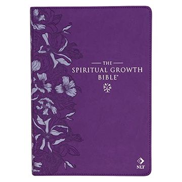 portada The Spiritual Growth Bible, Study Bible, nlt - new Living Translation Holy Bible, Faux Leather, Slate Purple Floral Printed (en Inglés)