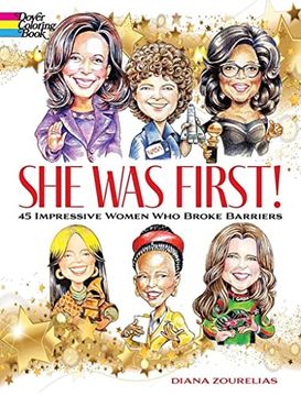 portada She was First! 45 Impressive Women who Broke Barriers (Dover American History Coloring Books) (in English)