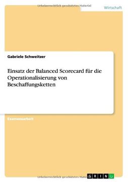 portada Einsatz der Balanced Scorecard für die Operationalisierung von Beschaffungsketten (German Edition)