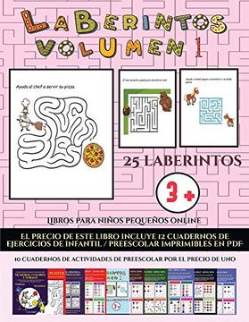 portada Libros Para Niños Pequeños Online (Laberintos - Volumen 1): (25 Fichas Imprimibles con Laberintos a Todo Color Para Niños de Preescolar (in Spanish)