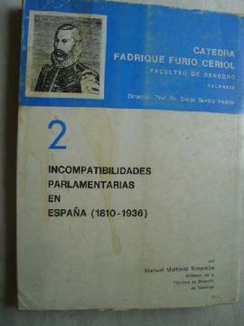 portada Incompatibilidades Parlamentarias en España (1810-1936)