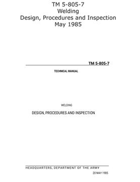 portada TM 5-805-7 Welding Design, Procedures and Inspection May 1985 (en Inglés)