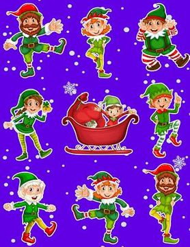 portada Christmas Holiday Sticker Album Dancing Elves: 100 Plus Pages For PERMANENT Sticker Collection, Activity Book For Boys and Girls - 8.5 by 11 