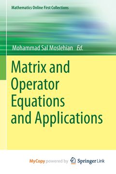 Matrix and Operator Equations and Applications (en Inglés)