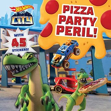 portada Hot Wheels City: Pizza Party Peril! Car Racing Storybook With 45 Stickers for Kids Ages 3 to 5 Years (en Inglés)