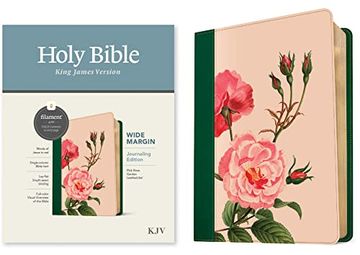 portada Kjv Wide Margin Bible, Filament Enabled Edition (Red Letter, Leatherlike, Pink Rose Garden) (en Inglés)