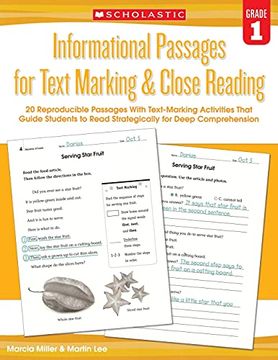 portada Informational Passages for Text Marking & Close Reading: Grade 1: 20 Reproducible Passages With Text-Marking Activities That Guide Students to Read. To Read Strategically for Deep Comprehension (en Inglés)