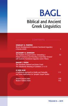 portada Biblical and Ancient Greek Linguistics, Volume 8 (in English)