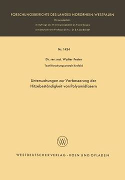 portada Untersuchungen Zur Verbesserung Der Hitzebeständigkeit Von Polyamidfasern (en Alemán)