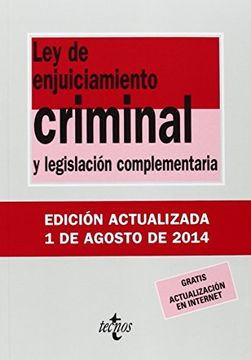 portada Ley De Enjuiciamiento Criminal Y Legislación Complementaria / Criminal Procedure Act And Complementary Legislation