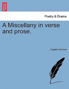 portada a miscellany in verse and prose. (en Inglés)