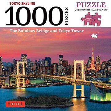 portada Tokyo Skyline Jigsaw Puzzle - 1,000 Pieces: The Rainbow Bridge and Tokyo Tower (Finished Size 24 in x 18 in) 