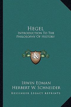 portada hegel: introduction to the philosophy of history