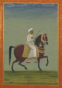 portada Carnet Blanc, Prince Indien À Cheval, Miniature 18e