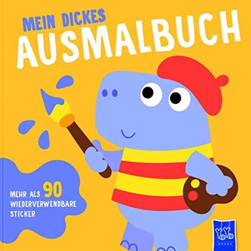 portada Mein Dickes Ausmalbuch (Cover Gelb - Nilpferd) (Easy Color Triband_Yellow Hippo) (en Alemán)