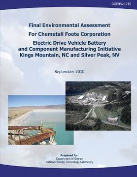 portada Final Environmental Assessment for Chemetall Foote Corporation Electric Drive Vehicle Battery and Component Manufacturing Initiative, Kings Mountain, (in English)