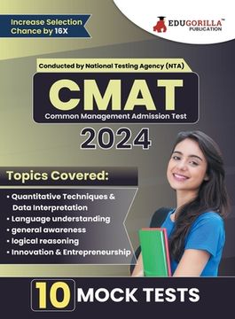 portada CMAT 2024: Common Management Admission Test Exam Book - 10 Mock Tests (1000 Solved MCQs) with Free Access To Online Tests (en Inglés)