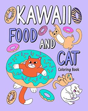 portada Kawaii Food and cat Coloring Book (en Inglés)