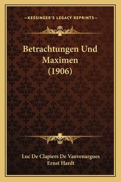 portada Betrachtungen Und Maximen (1906) (in German)