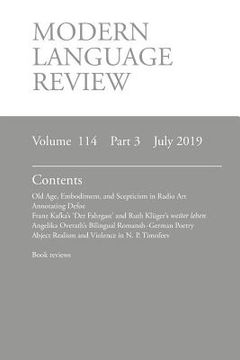 portada Modern Language Review (114: 3) July 2019 (en Inglés)
