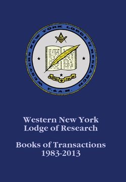 portada Western New York Lodge of Research: Books of Transactions 1983-2013 (in English)