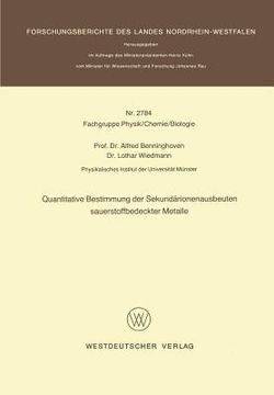portada Quantitative Bestimmung Der Sekundärionenausbeuten Sauerstoffbedeckter Metalle (en Alemán)