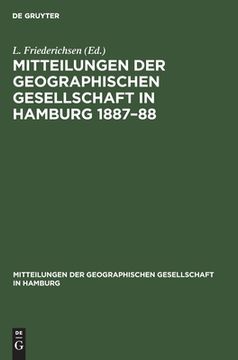 portada Mitteilungen der Geographischen Gesellschaft in Hamburg 1887-88 (German Edition) [Hardcover ] (en Alemán)