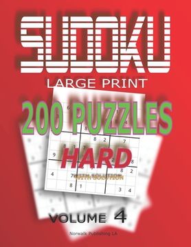 portada Sudoku Puzzles Hard: 200 Sudoku Hard, Volume 4 With Solution (en Inglés)