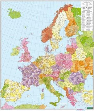 portada Europe Post Codes map Provided With Metal Ledges/Tube 1: 3 700 000 (en Alemán)
