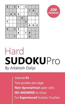 portada Hard Sudoku Pro: Book for Experienced Puzzlers (200 puzzles) Vol. 93 (en Inglés)