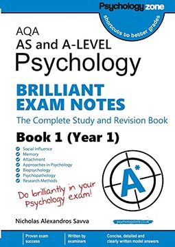 portada Aqa as and A-Level Psychology Brilliant Exam Notes (Year 1): The Complete Study and Revision Book 