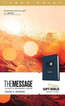 portada Message Deluxe Gift Bible, Large Print, Navy: The Message Bible, Leather-Look, Navy: The Bible in Contemporary Language (en Inglés)