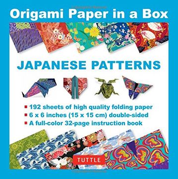 portada Origami Paper in a Box - Japanese Patterns: 192 Sheets of 6 X 6" Folding Paper & 32-Page Book (Tuttle Origami Paper)