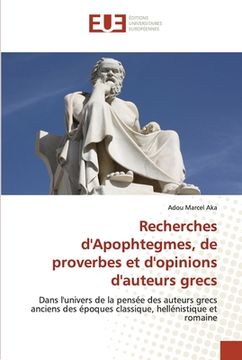 portada Recherches d'Apophtegmes, de proverbes et d'opinions d'auteurs grecs (in French)