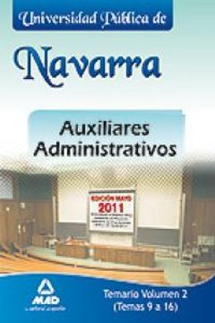 portada Auxiliares Administrativos De La Universidad Pública De Navarra. Temario Vol.Ii (Temas 9 A 16)
