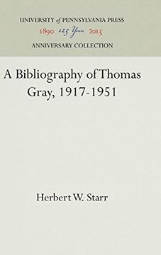 portada A Bibliography of Thomas Gray, 1917-1951 (Temple University Publications) 