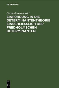 portada Einführung in die Determinantentheorie Einschließlich der Fredholmschen Determinanten (en Alemán)