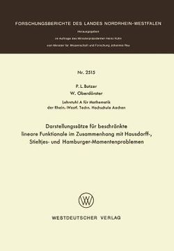 portada Darstellungssätze Für Beschränkte Lineare Funktionale Im Zusammenhang Mit Hausdorff-, Stieltjes- Und Hamburger-Momentenproblemen (en Alemán)