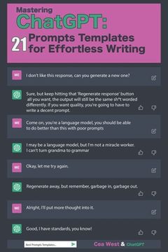 portada Mastering ChatGPT: 21 Prompts Templates for Effortless Writing