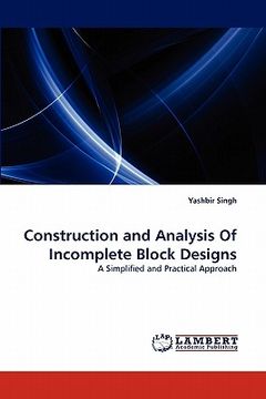 portada construction and analysis of incomplete block designs (en Inglés)